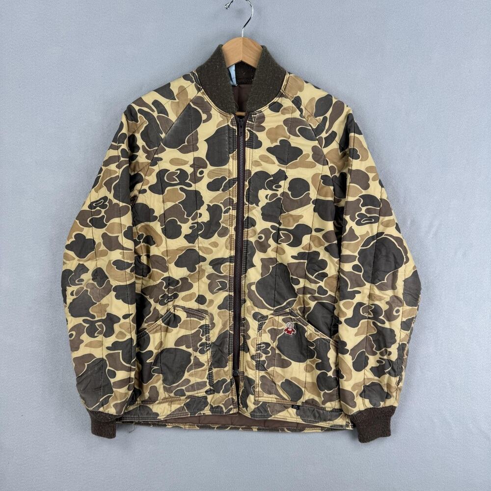 Vintage RefrigiWear Jacket Mens Medium Brown Camo Quilted Thinsulate USA